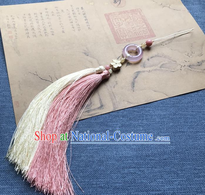 Chinese Ancient Hanfu Tassel Pendant Jade Lappet Jewelry Brooch Accessories