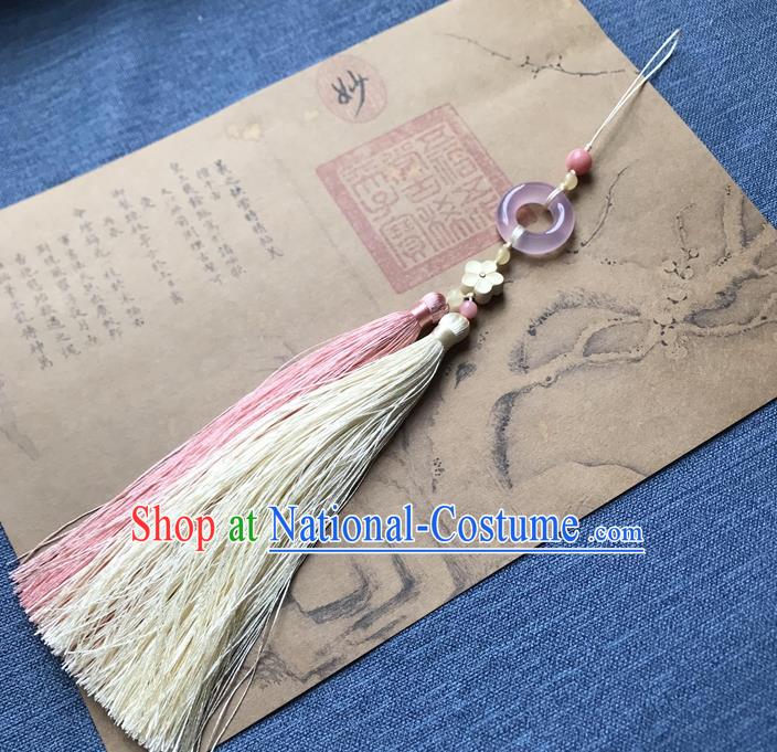 Chinese Ancient Hanfu Tassel Pendant Jade Lappet Jewelry Brooch Accessories