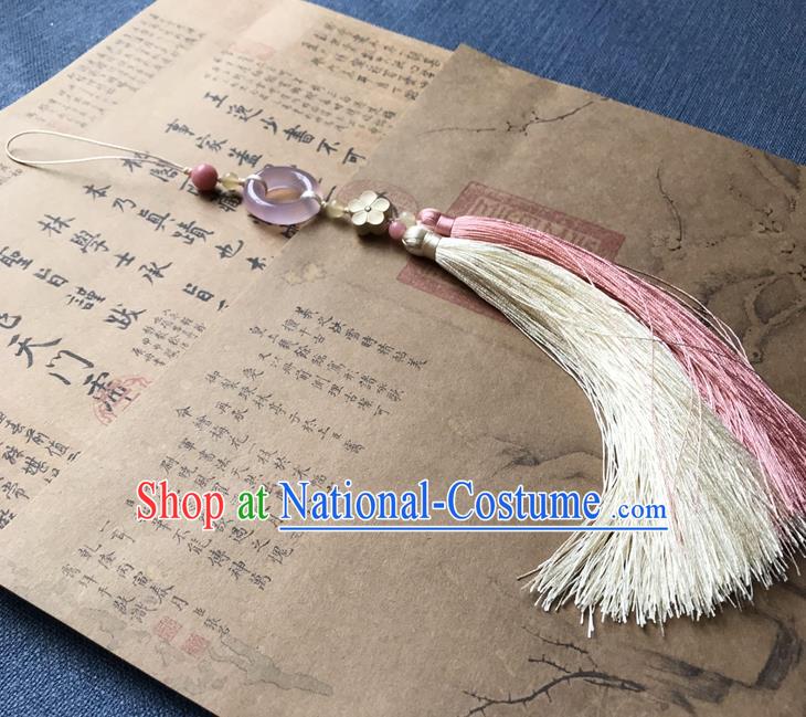 Chinese Ancient Hanfu Tassel Pendant Jade Lappet Jewelry Brooch Accessories