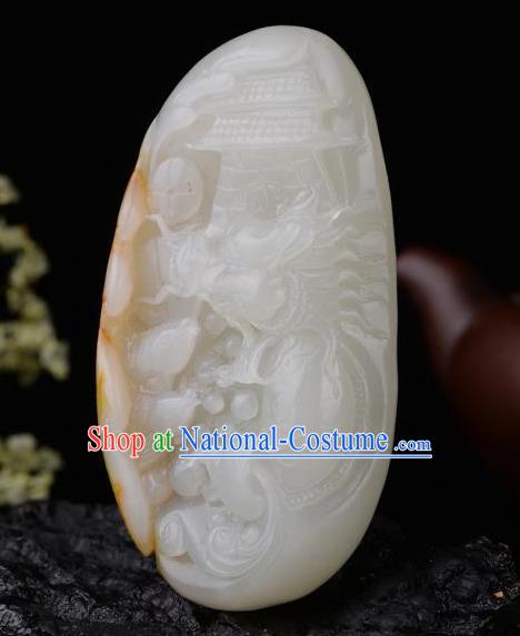 Chinese Ancient Carving Jade Fish Dragon Accessories Jade Craft Jade Handgrip