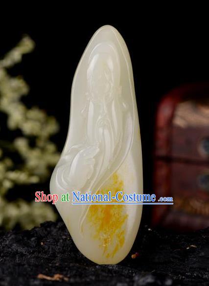 Chinese Ancient Carving Guan Yu Jade Accessories Jade Handgrip Jade Craft