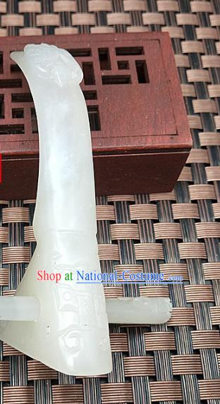 Chinese Ancient Scholar White Jade Hairdo Crown Headwear Hair Accessories Hanfu Hetian Jade Hairpin