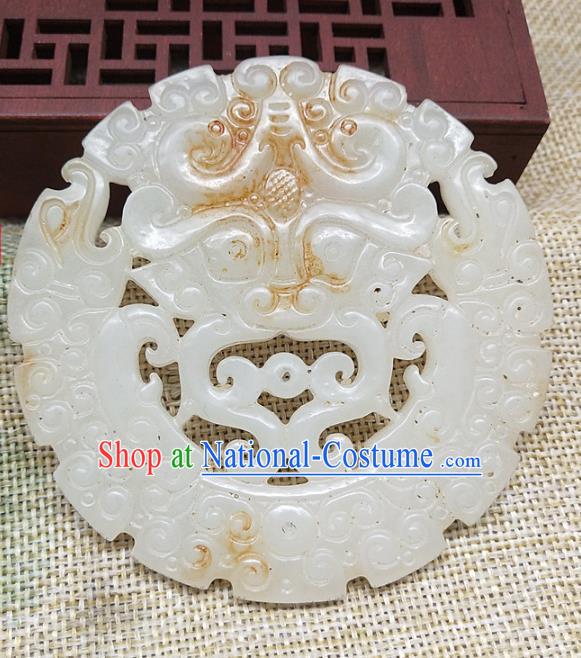 Chinese Handmade Jade Handgrip Craft Jade Label Necklace Accessories Carving Monster Jade Pendant