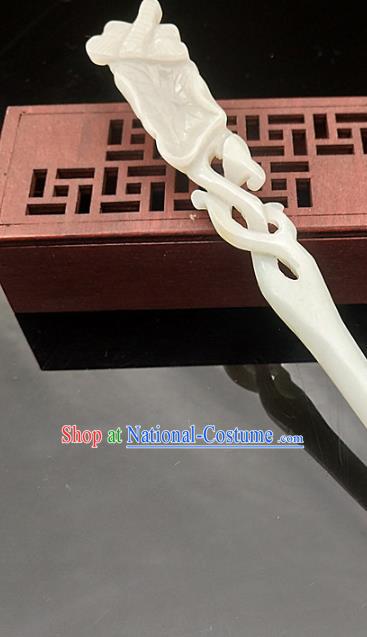 Chinese Ancient Jade Headwear Hanfu Hair Accessories Hairpin Jade Dragonfly Hair Clip