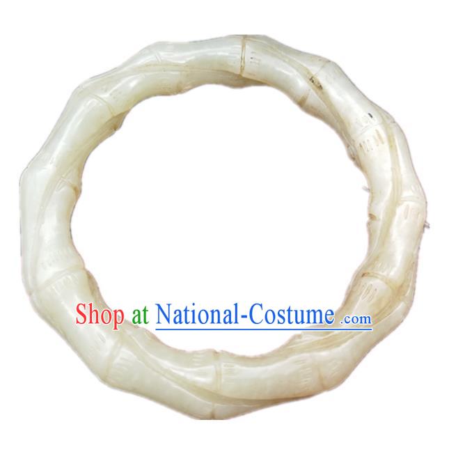 Chinese Ancient Hanfu Jade Bangle Hetian Jade Jewelry Carving Bamboo Bracelet Accessories