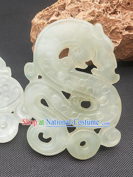 Chinese Ancient Jade Necklace Accessories Jade Label Craft Carving Dragon Hsiuyen Jade Pendant