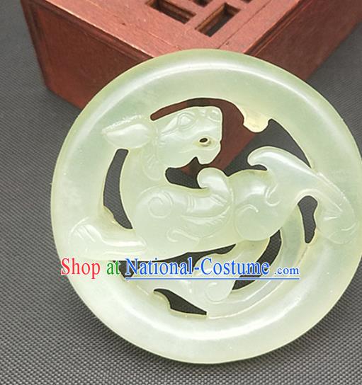 Chinese Handmade Green Jade Accessories Hsiuyen Jade Label Craft Carving Dragon Jade Necklace Pendant