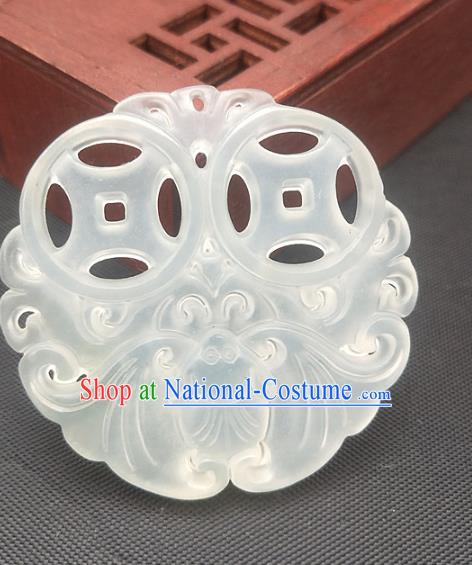 Chinese Handmade Jade Accessories Pendant Hsiuyen Jade Label Carving Bat Jade Necklace Craft