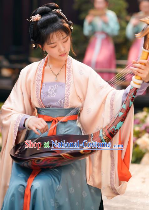 Chinese Ancient Song Dynasty Princess Fukang Historical Costumes and Headpieces Drama Serenade of Peaceful Joy Zhao Huirou Hanfu Dress Garment