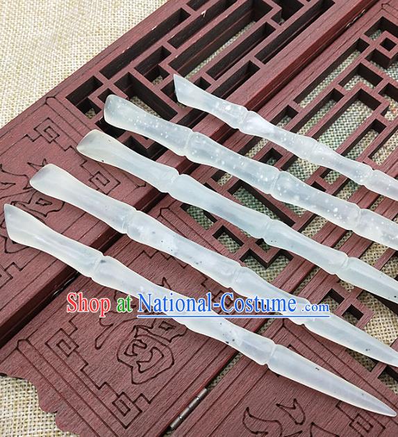 Chinese Ancient Jade Hanfu Hair Accessories Jade Hairpin Bamboo Hair Clip Headwear