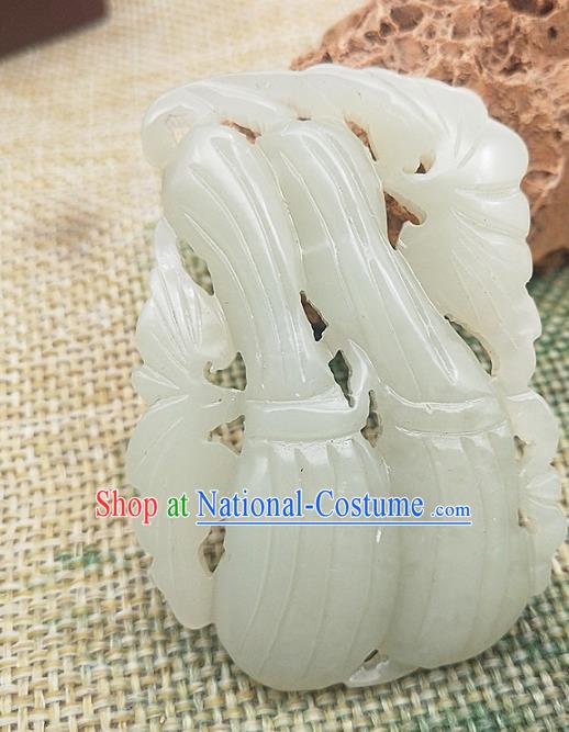 Chinese Jade Carving Necklace Accessories Handgrip Craft Handmade Jade Jewelry Jade Towel Gourd Pendant