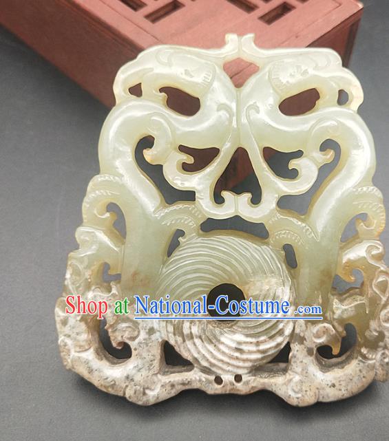 Chinese Retro Carving Jade Necklace Accessories Handgrip Craft Handmade Jade Jewelry Jade Phoenix Waist Pendant