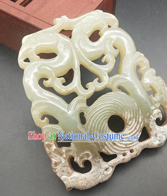 Chinese Retro Carving Jade Necklace Accessories Handgrip Craft Handmade Jade Jewelry Jade Phoenix Waist Pendant