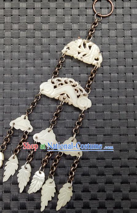 Chinese Handmade Jade Tassel Waist Accessories Handgrip Craft Handmade Jade Jewelry Carving Semi Annular Jade Pendant