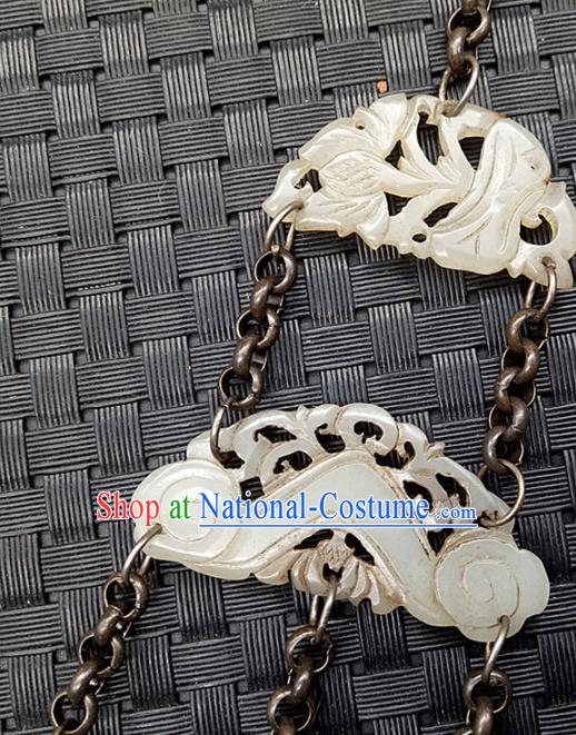 Chinese Handmade Jade Tassel Waist Accessories Handgrip Craft Handmade Jade Jewelry Carving Semi Annular Jade Pendant