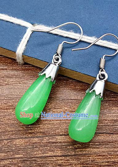 Chinese Ancient Hanfu Green Jade Earrings Jade Jewelry Jadeite Ear Accessories