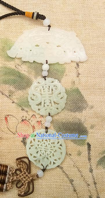 Chinese Handmade Semi Annular Jade Waist Accessories Handgrip Craft Handmade Jade Jewelry Jade Belt Pendant