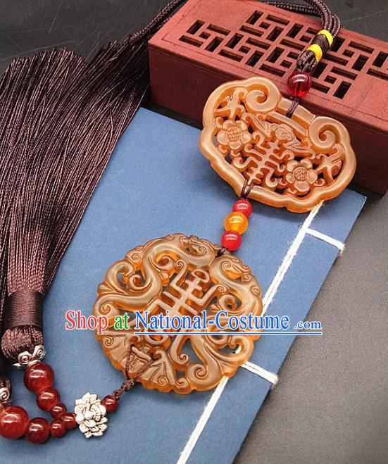 Chinese Handmade Jade Waist Accessories Handgrip Craft Handmade Jade Jewelry Jade Belt Tassel Pendant