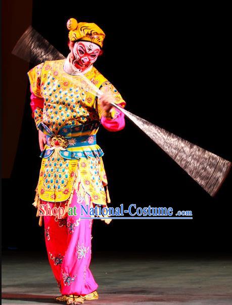 Chinese Peking Opera Martial Male Garment Takefu A Monkey King Costumes Wusheng Sun Wukong Apparel and Hat