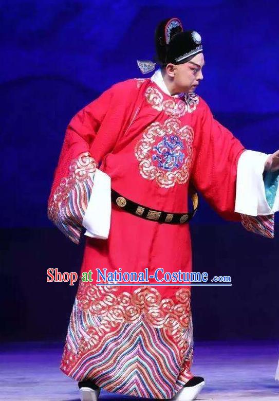 Chinese Cantonese Opera Xiaosheng Garment Princess Chang Ping Costumes Zhou Shixian Number One Scholar Apparels and Hat