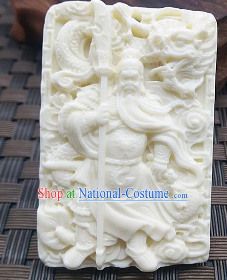 Chinese Handmade Jade Label Accessories Handgrip Craft Handmade Carving Guan Yu Jade Waist Pendant