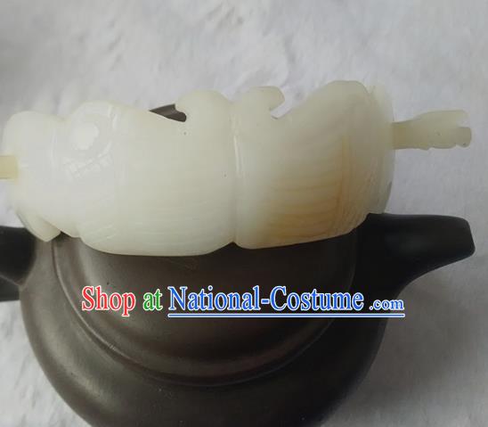 Chinese Ancient Childe White Jade Hairdo Crown Hanfu Hair Accessories Hairpin Headwear