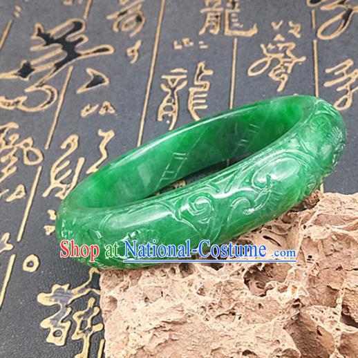 Chinese Ancient Hanfu Green Jade Bangle Hetian Jade Jewelry Jadeite Bracelet Accessories