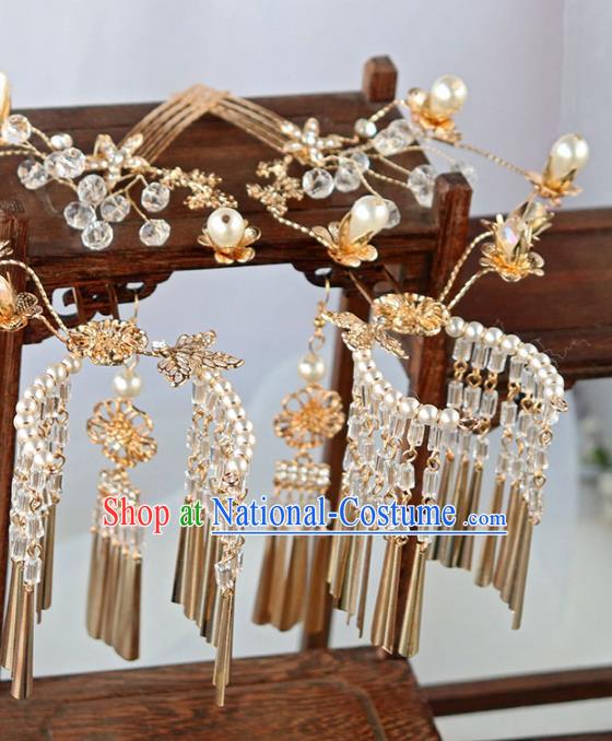 Chinese Ancient Tassel Hair Clip Hanfu Hair Accessories Women Headwear Hairpin Golden Hair Comb Complete Set