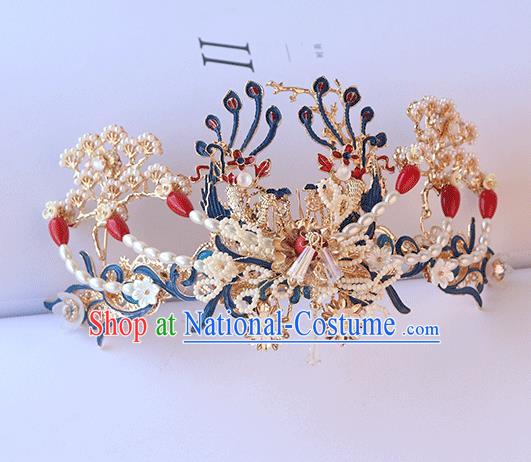 Chinese Ancient Hanfu Hairpin Hair Clip Hanfu Hair Accessories Women Headwear Pearls Phoenix Hair Comb