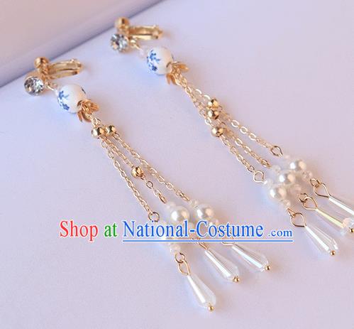 Chinese Ancient Hanfu Tassel Earrings Jewelry Ear Accessories