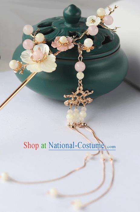 Chinese Ancient Hanfu Tassel Shell Plum Hair Clip Hair Accessories Women Headwear Hairpin