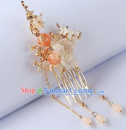 Chinese Ancient Hanfu Tassel Hair Accessories Women Headwear Hairpin Flower Hair Comb