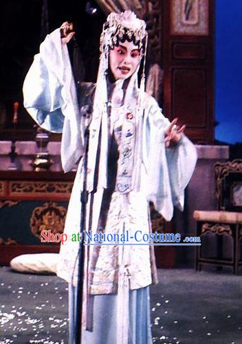 Chinese Cantonese Opera Tsing Yi Dress Apparel Princess Chang Ping Peking Opera Garment Taoist Nun Costumes and Headpieces