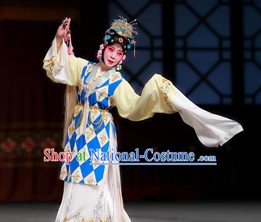 Chinese Traditional Kun Opera Diva Jade Hairpin Costumes Peking Opera Apparel Taoist Nun Hua Tan Garment and Headwear