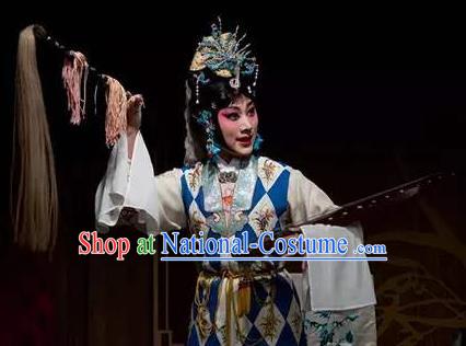 Chinese Traditional Peking Opera Kun Opera Jade Hairpin Costumes Hua Tan Apparel Taoist Nun Garment and Headpieces