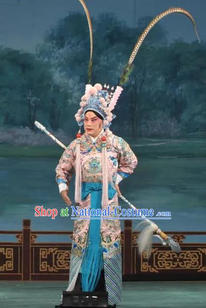 Chinese Peking Opera Martial Male Costumes Garment Peking Opera Lv Bu and Diao Chan Wusheng Apparels and Headwear