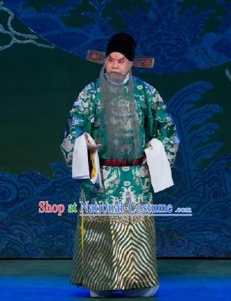 Chinese Peking Opera Official Wang Yun Costumes Garment Lv Bu and Diao Chan Elderly Male Apparels and Headwear