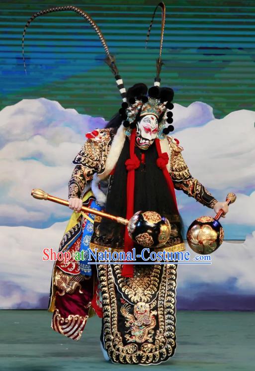 Chinese Peking Opera Havoc In Heaven General Costumes Apparels Wusheng Martial Male Garment and Headwear