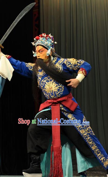 Chinese Beijing Opera Martial Men Garment Peking Opera Judge Bao and the Qin Xianglian Case Apparels Takefu Wang Chao Costumes and Hat