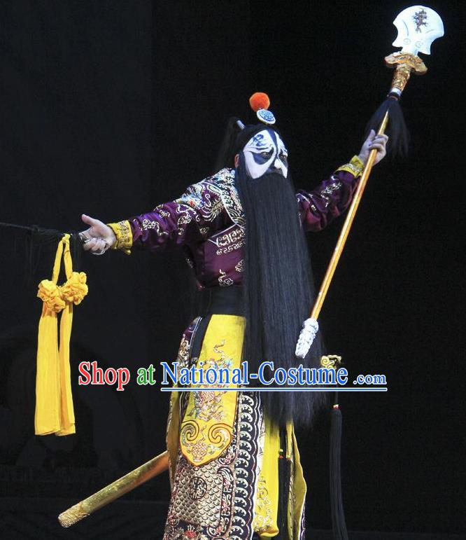 Chinese Beijing Opera Wusheng Costumes Garment Peking Opera Farewell My Concubine Martial Role Chu King Apparels and Headwear