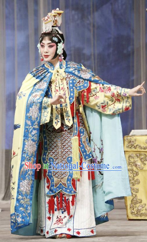 Traditional Chinese Peking Opera Actress Garment Dress Farewell My Concubine Martial Lady Yu Ji Costumes with Cloak and Headdress