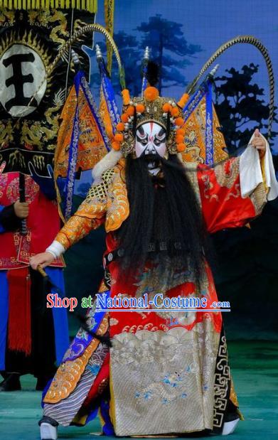 Chinese Peking Opera General Kao Armor Suit with Flags Apparels Yangmen Female General Costumes Wusheng Wang Wen Garment and Headpiece