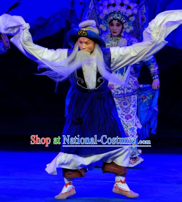 Chinese Peking Opera Elderly Men Apparels Yangmen Female General Costumes Laosheng Garment and Hat Complete Set