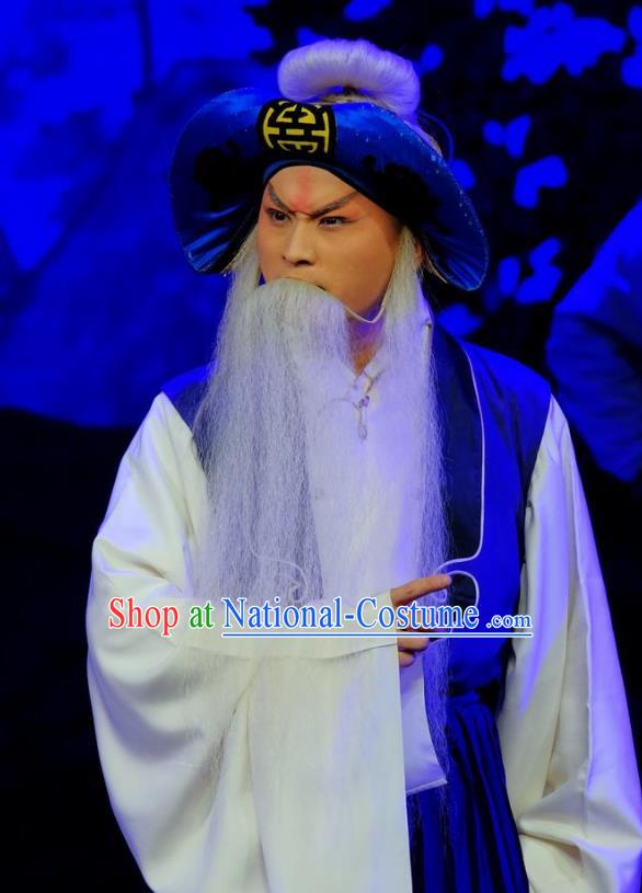 Chinese Peking Opera Elderly Men Apparels Yangmen Female General Costumes Laosheng Garment and Hat Complete Set