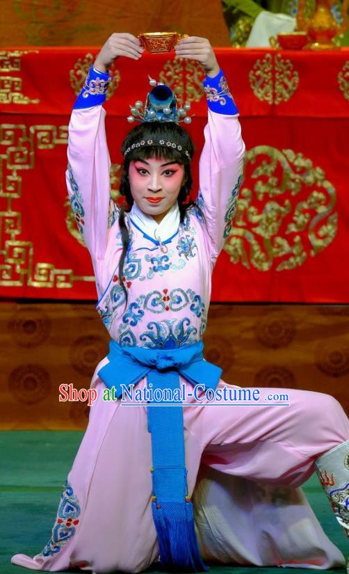 Chinese Peking Opera Young Men Apparels Yangmen Female General Costumes Xiaosheng Yang Wenguang Garment and Headwear