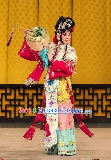 Chinese Traditional Peking Opera Xiaodan Apparels Costumes Matchmaker Garment Servant Girl Dress and Headdress