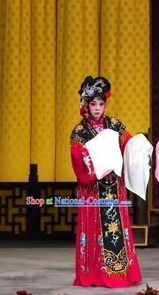 Chinese Traditional Peking Opera Female Xiaodan Apparels Costumes Matchmaker Garment Servant Girl Red Dress and Headdress