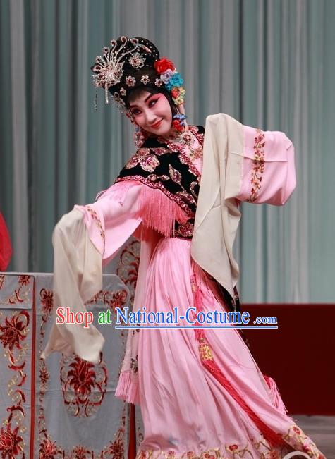 Chinese Traditional Peking Opera Young Actress Apparels Costumes Matchmaker Xiao Dan Garment Hong Niang Dress and Headwear