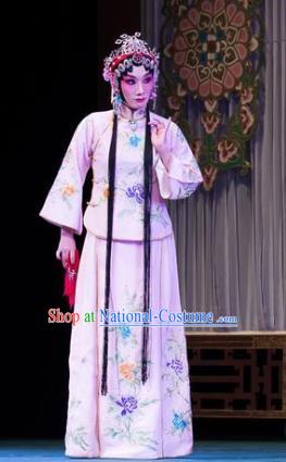 Traditional Chinese Peking Opera Xiao Dan Apparels Garment Four Scholars Actress Young Lady Pink Dress Costumes and Headwear