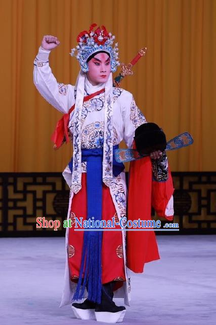 Chinese Peking Opera Martial Male Costumes In Pursuit of The General Apparels Wu Sheng Takefu Han Xin Garment and Headwear